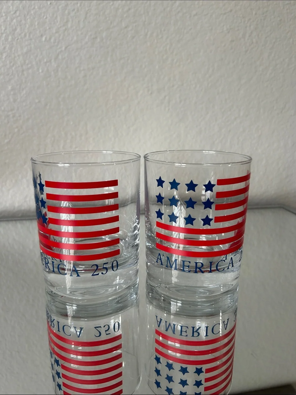 America 250 drinking glasses, Stars and Stripes, set of 2, NEW